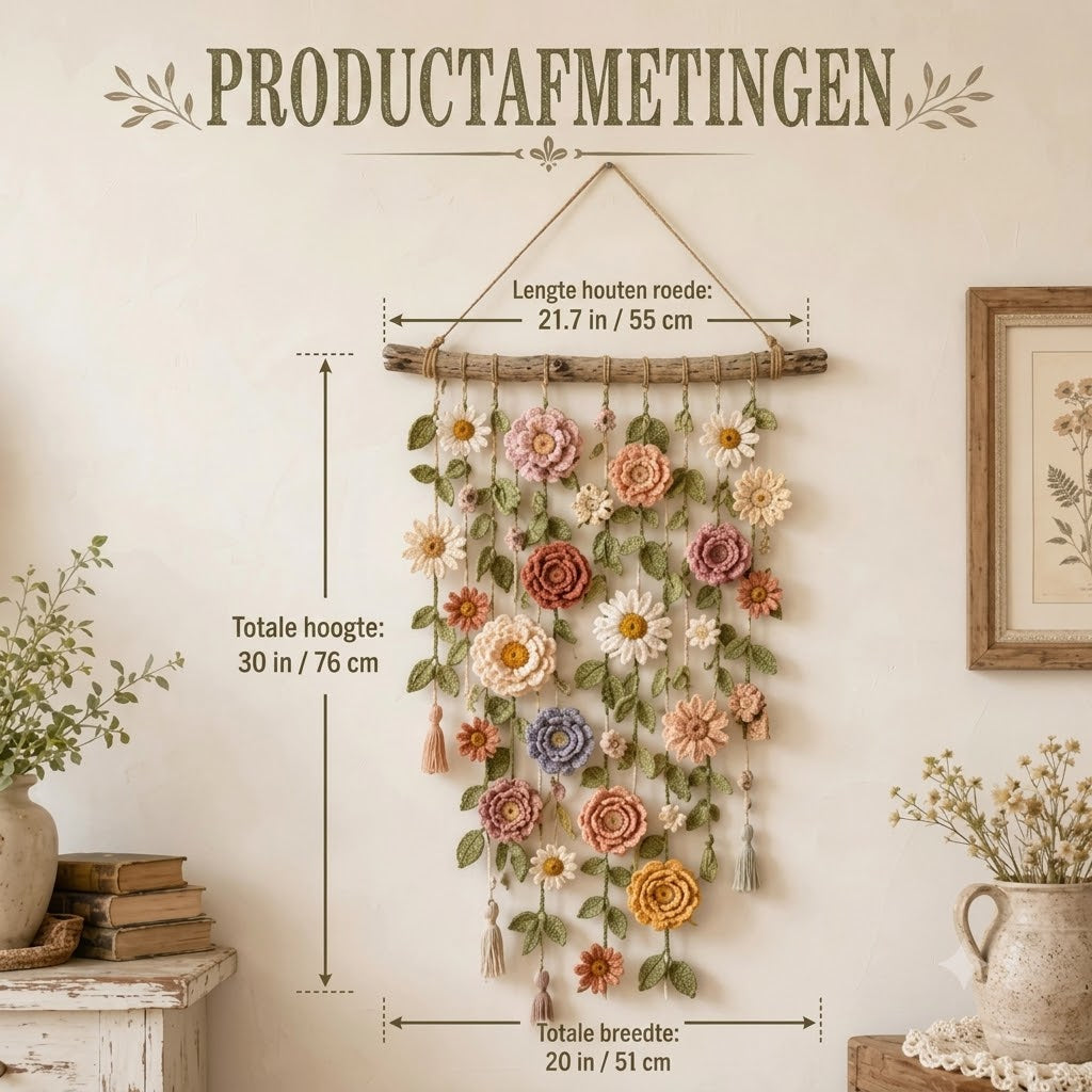 Wanddecoratie met Gehaakte Bloemen