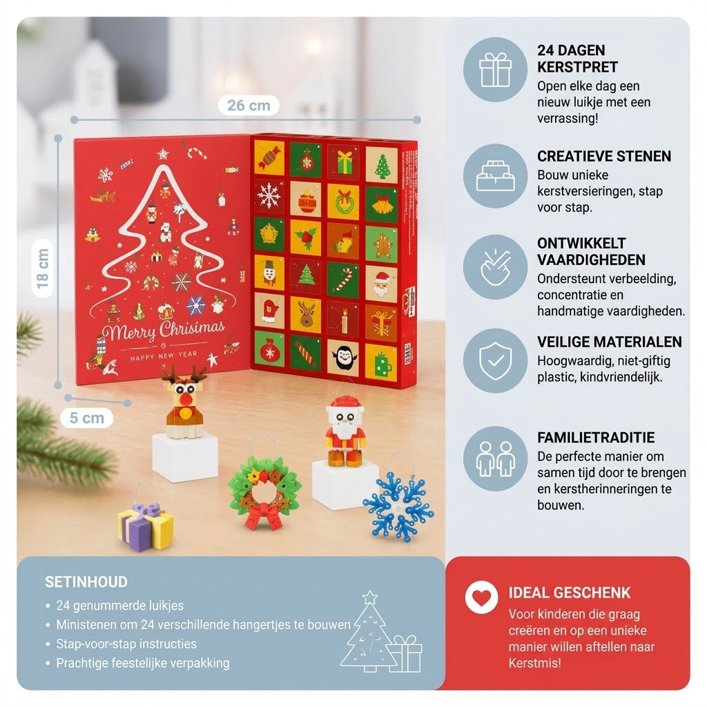 Kerst adventskalender met bouwblokken