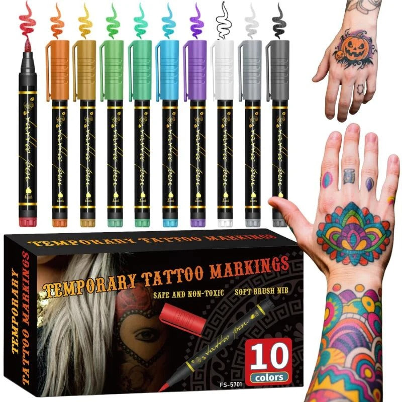Tijdelijke tattoo pennenset met sjablonen