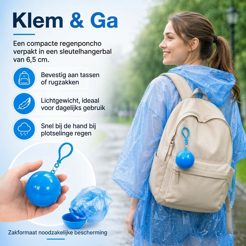 Compacte waterbestendige regenponcho set van 5