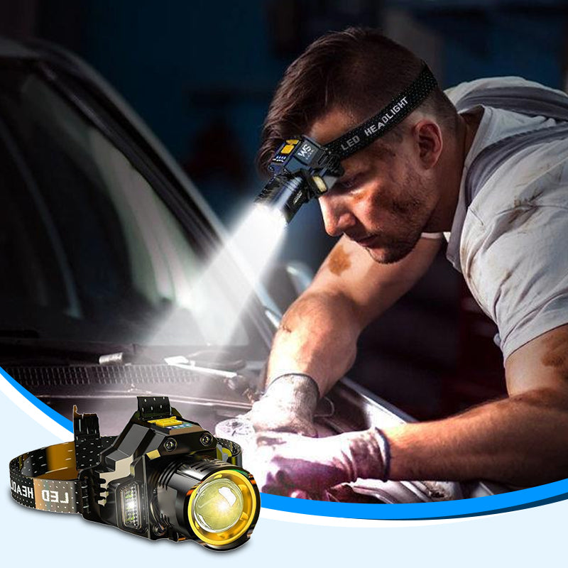 Krachtige LED Hoofdlamp: Waterdicht & Oplaadbaar (Outdoor & Klussen)