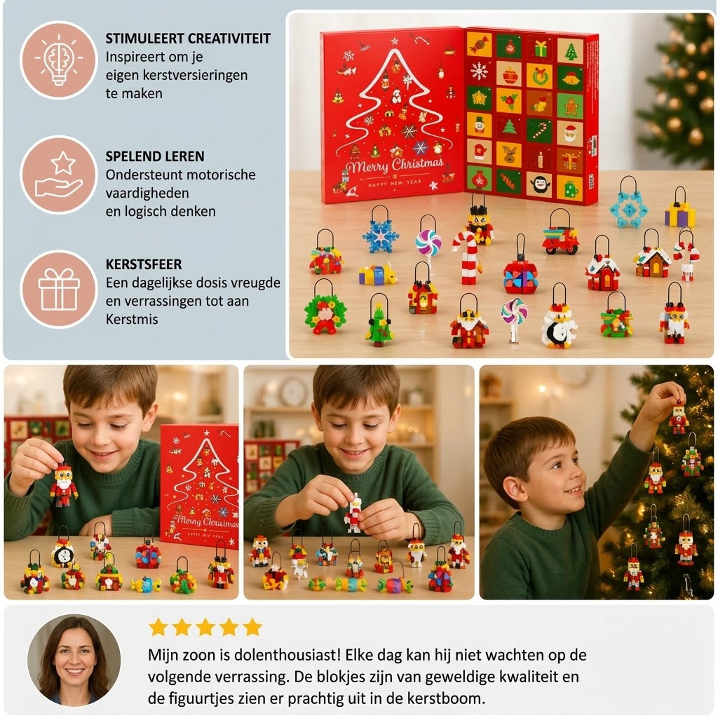 Kerst adventskalender met bouwblokken