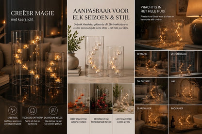 Aura Glass glazen waxinelichthouder met zwevend lichteffect