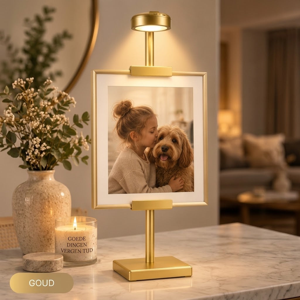 Lijststandaard met LED verlichting voor foto en schilderij