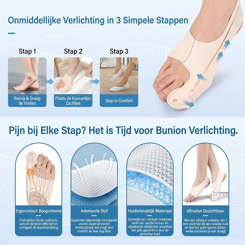 Verstelbare hallux valgus corrector voor grote teen