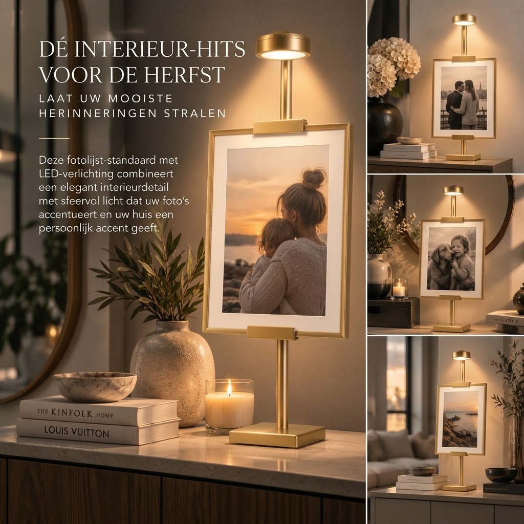 Lijststandaard met LED verlichting voor foto en schilderij