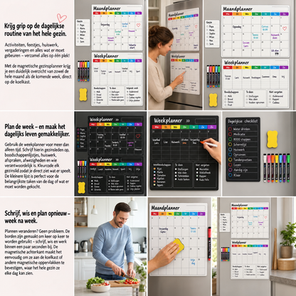 Magnetische gezinsplanner voor maand week en dag