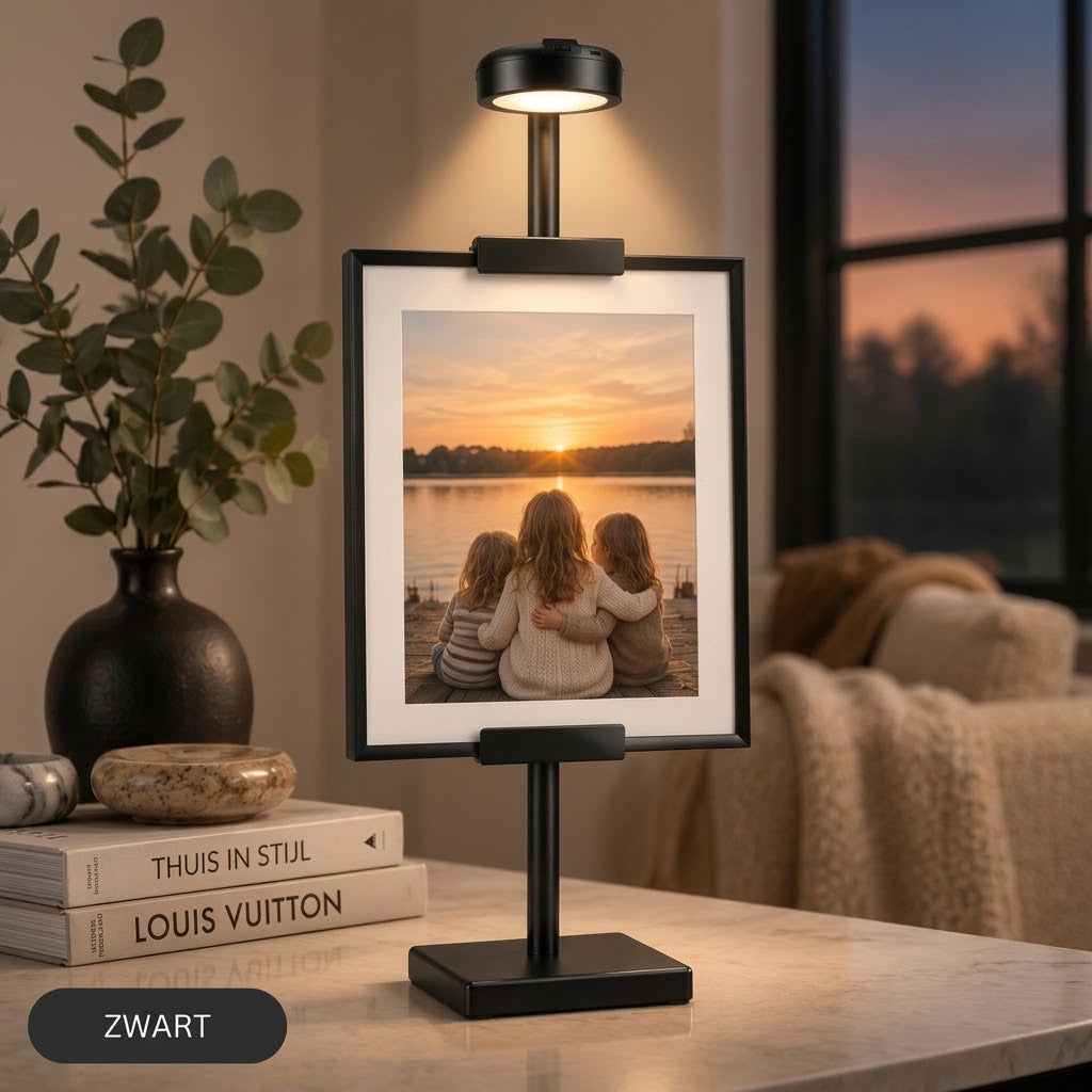 Lijststandaard met LED verlichting voor foto en schilderij