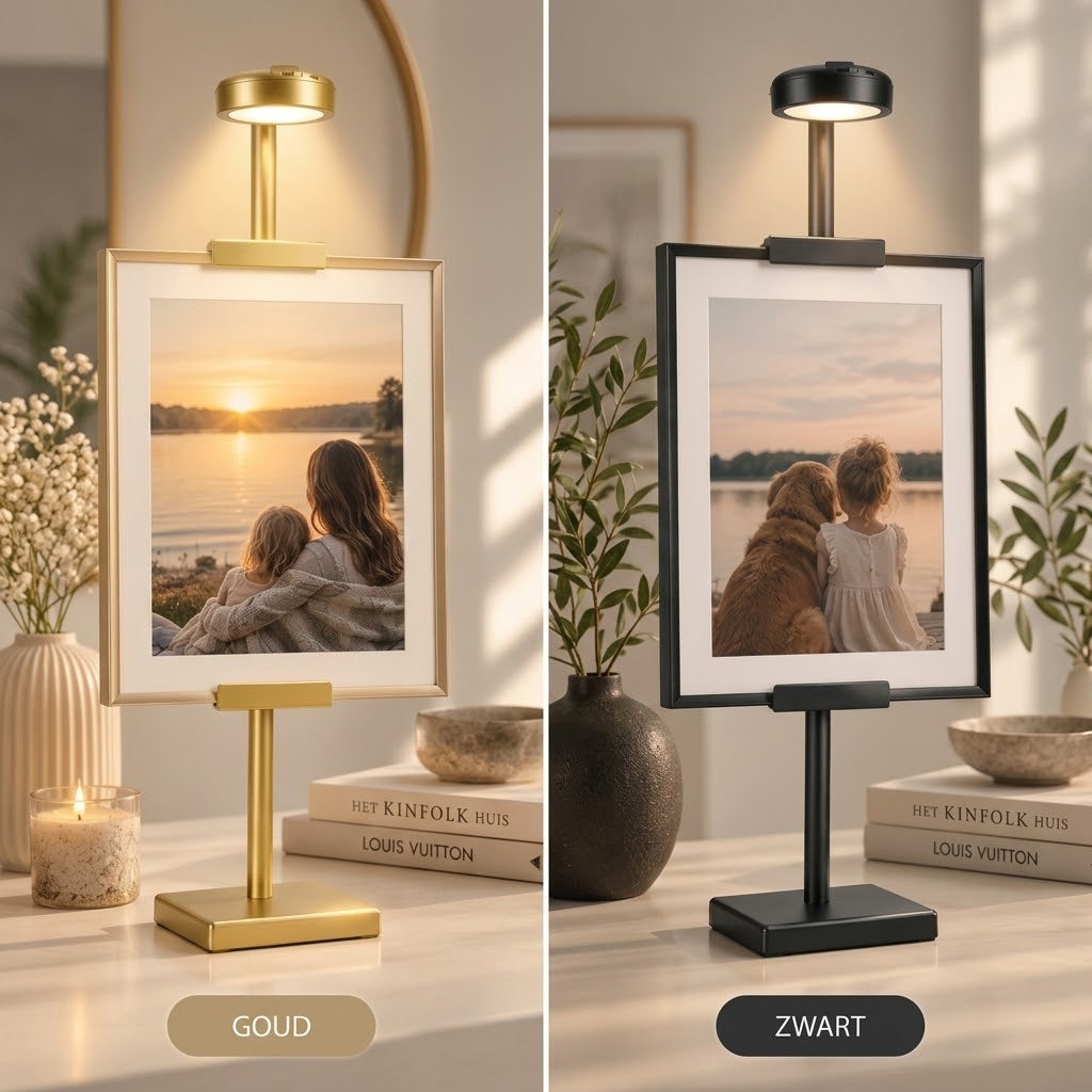 Lijststandaard met LED verlichting voor foto en schilderij