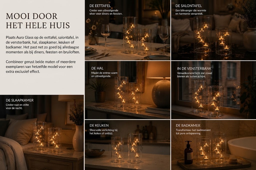 Aura Glass glazen waxinelichthouder met zwevend lichteffect