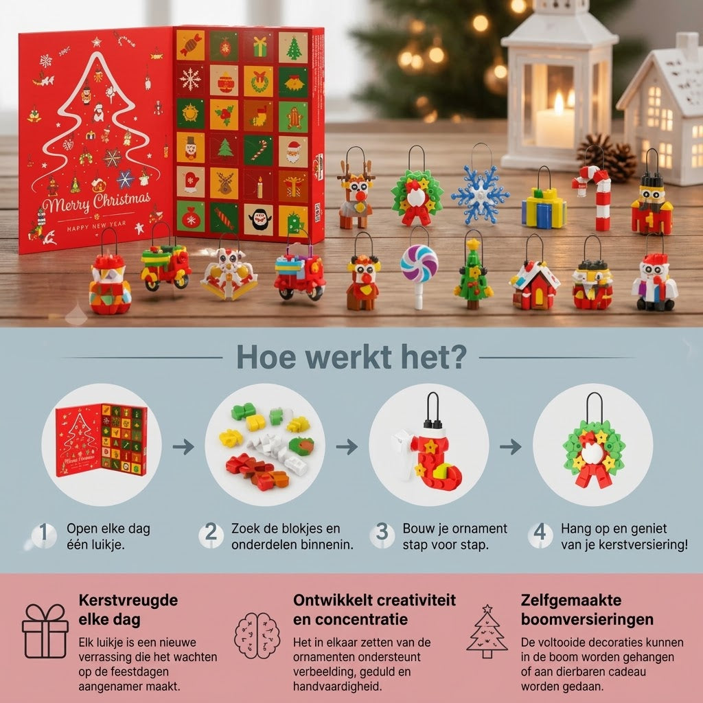 Kerst adventskalender met bouwblokken