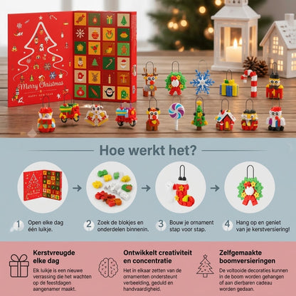 Kerst adventskalender met bouwblokken
