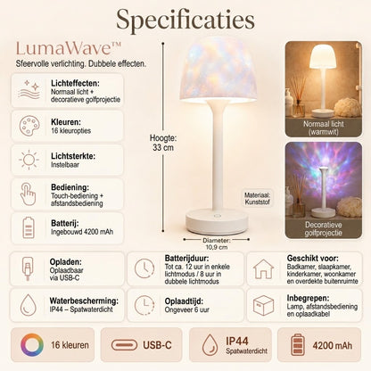 LumaWave draagbare sfeerlamp met golfprojectie