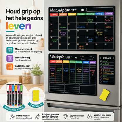 Magnetische gezinsplanner voor maand week en dag