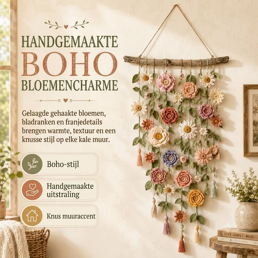 Wanddecoratie met Gehaakte Bloemen