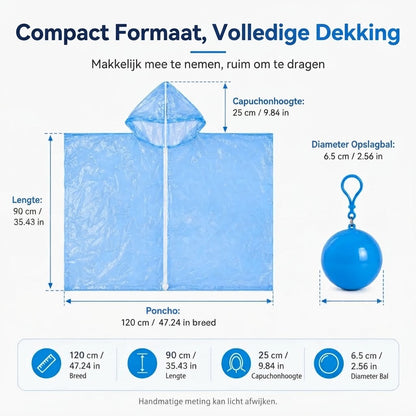 Compacte waterbestendige regenponcho set van 5
