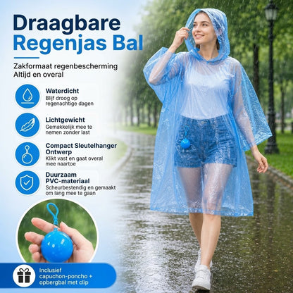 Compacte waterbestendige regenponcho set van 5