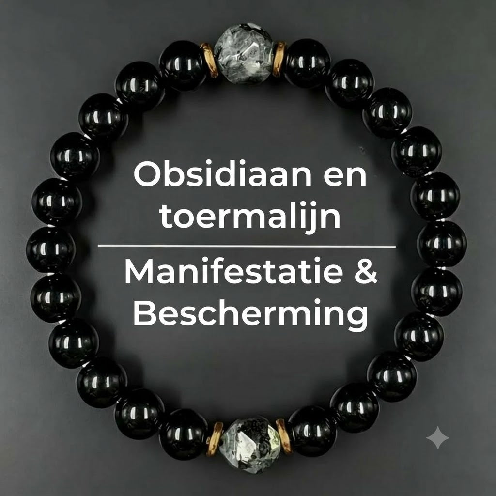 Beschermende Armband met Obsidiaan en Toermalijn