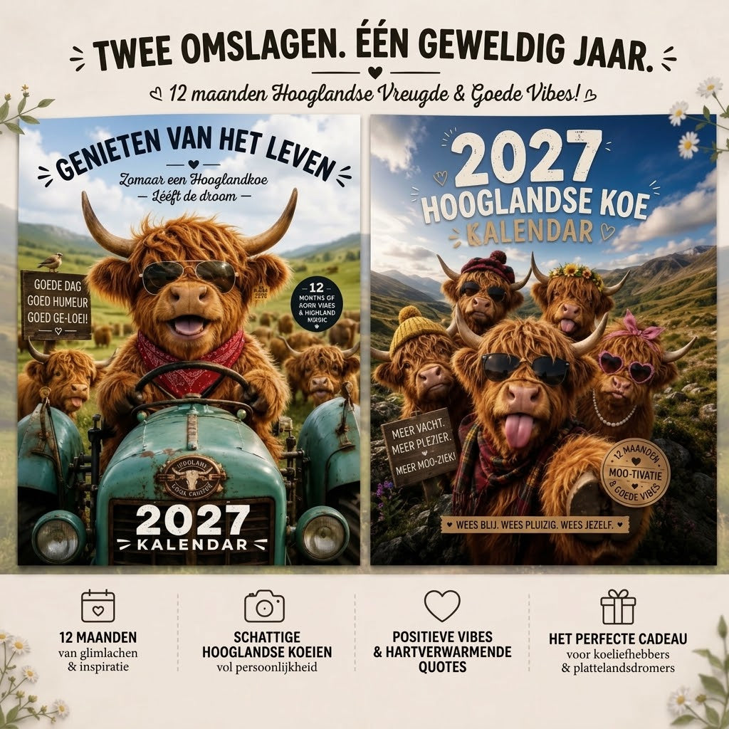 Grappige Schotse hooglander wandkalender 2027 A4