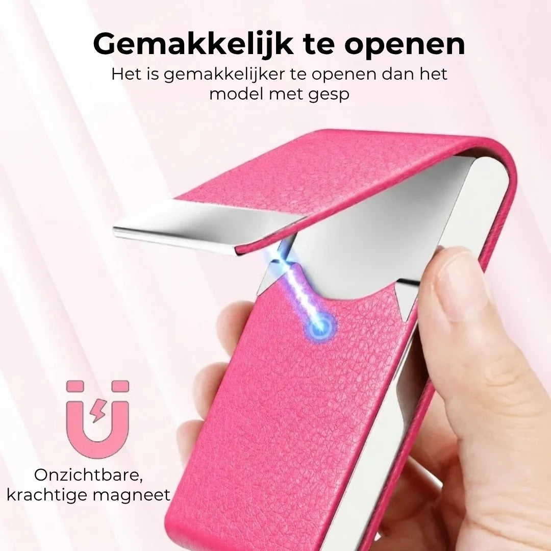 Magnetische visitekaarthouder met suède voering