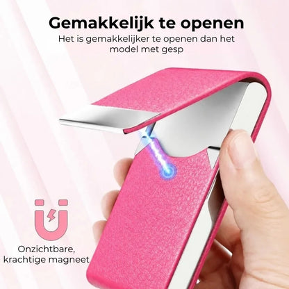 Magnetische visitekaarthouder met suède voering