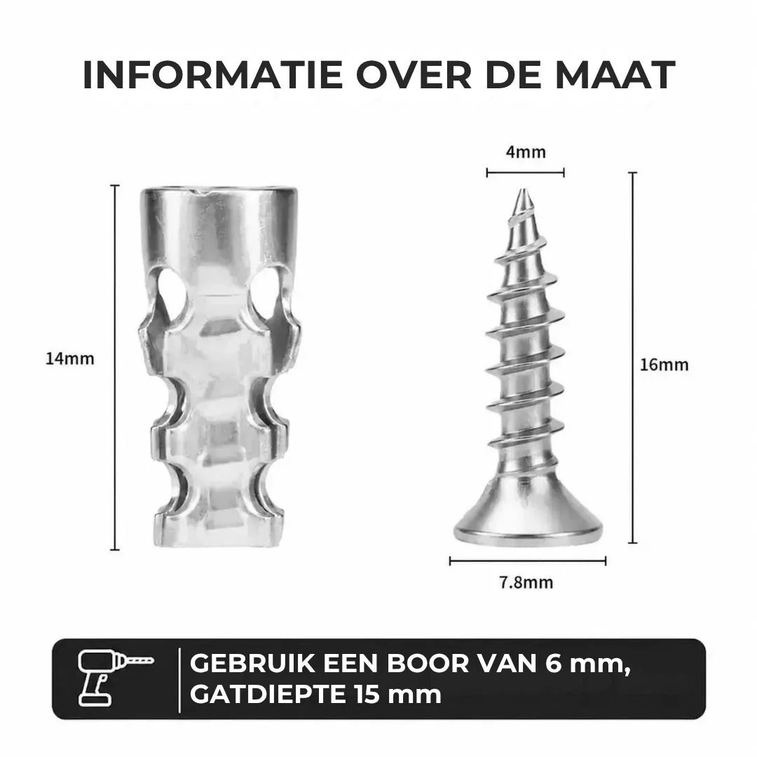 Uitzetbare schroefankers voor deurscharnieren set van 60