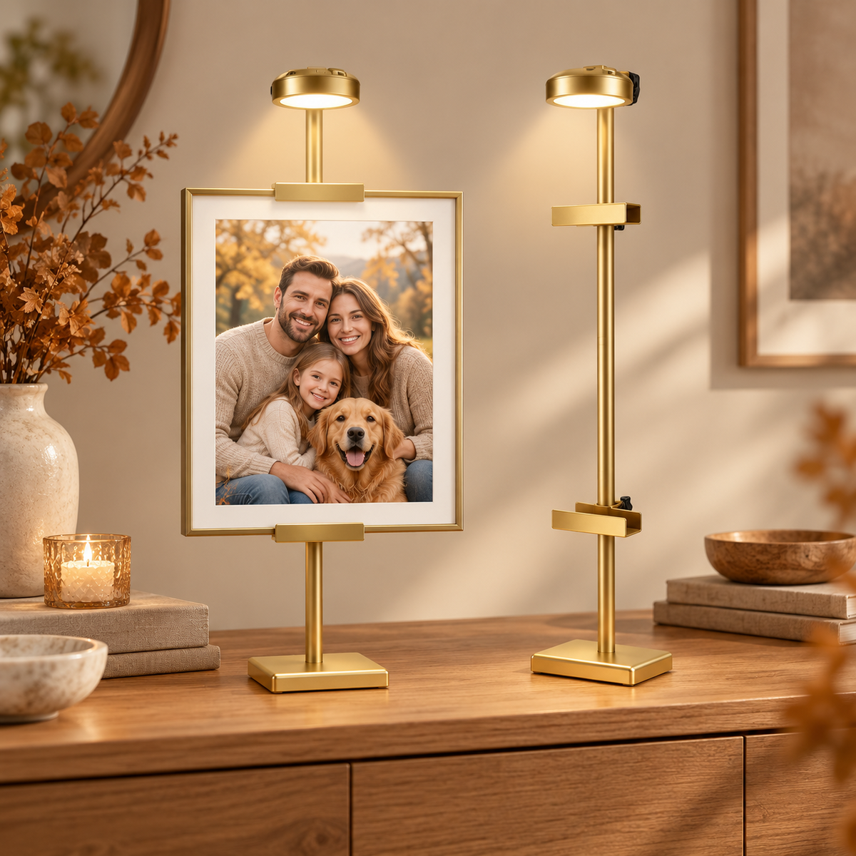 Lijststandaard met LED verlichting voor foto en schilderij