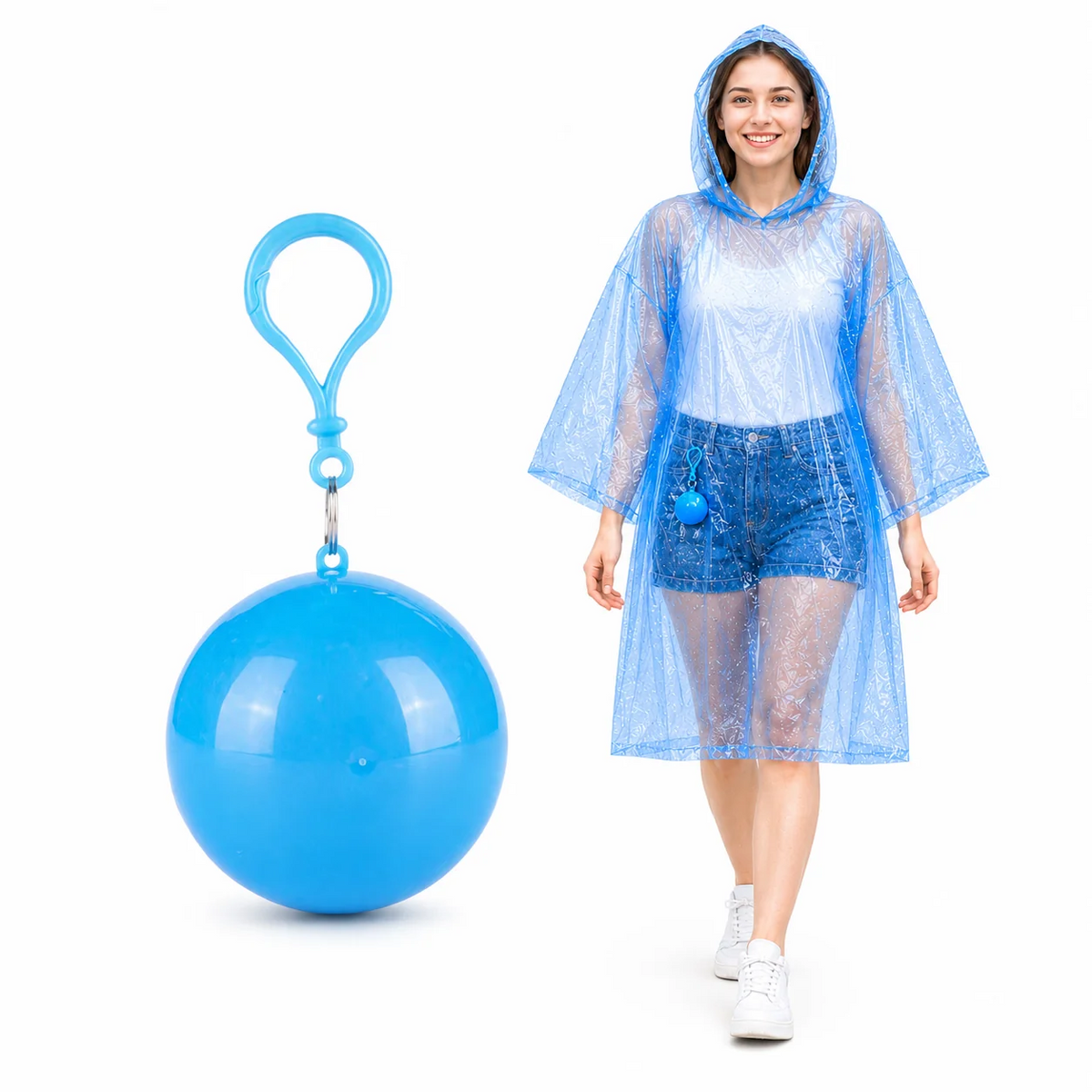 Compacte waterbestendige regenponcho set van 5