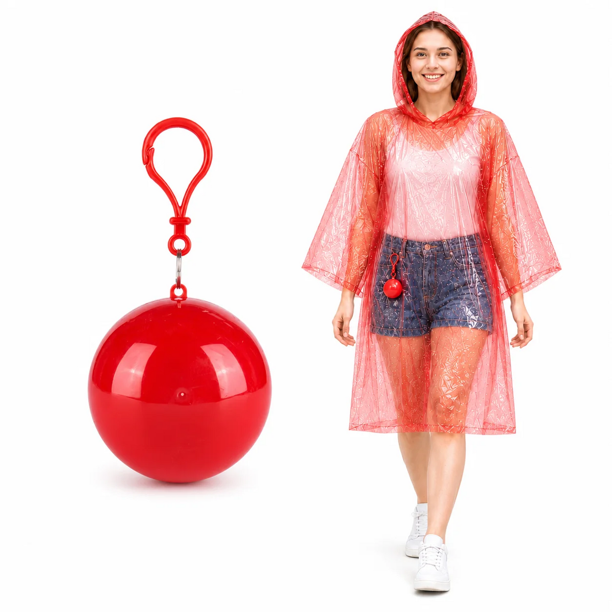 Compacte waterbestendige regenponcho set van 5