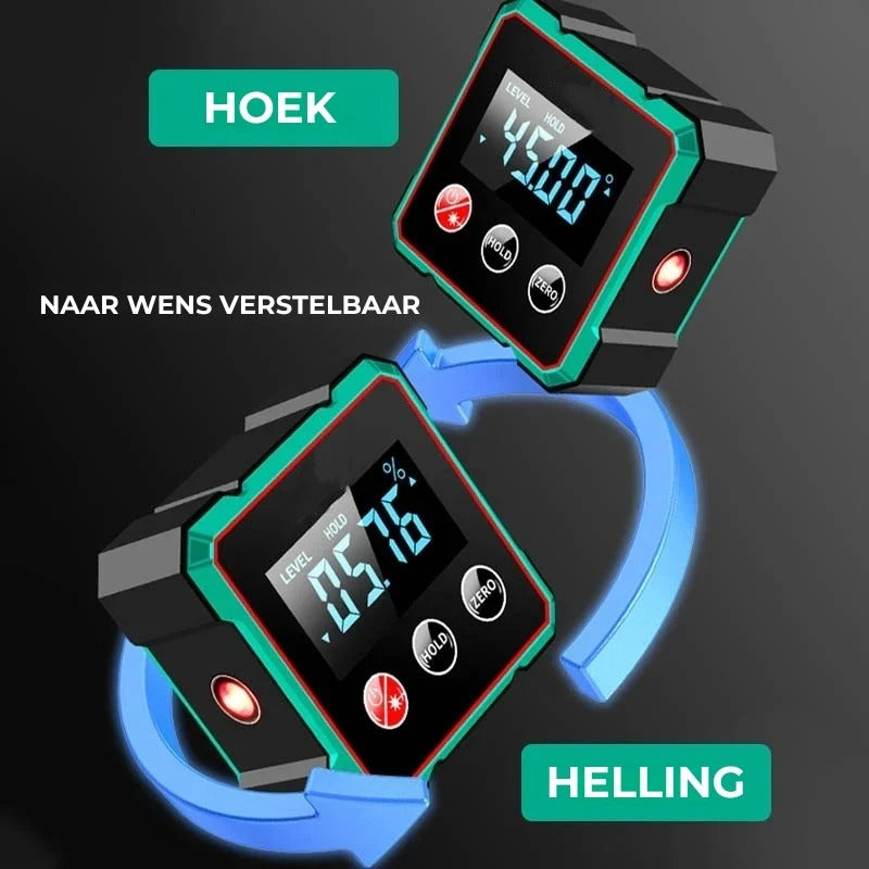 Vierzijdige magnetische digitale hoekmeter met laser