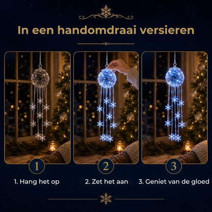 LED kerstbal met hangende sneeuwvlokken