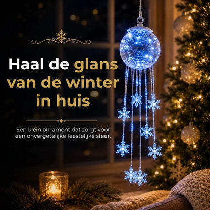 LED kerstbal met hangende sneeuwvlokken