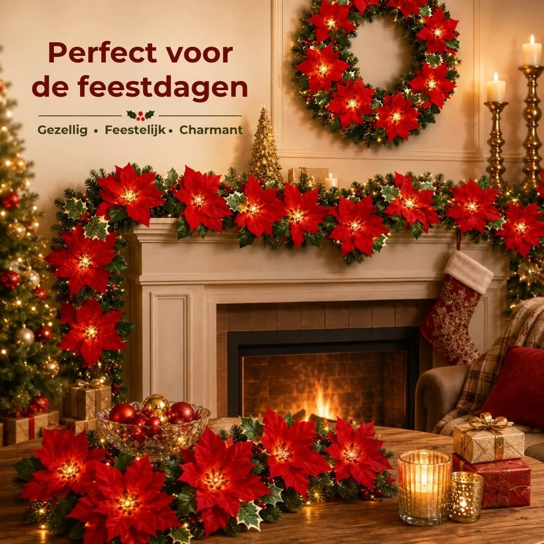 LED kerstbloemenslinger voor kerstdecoratie