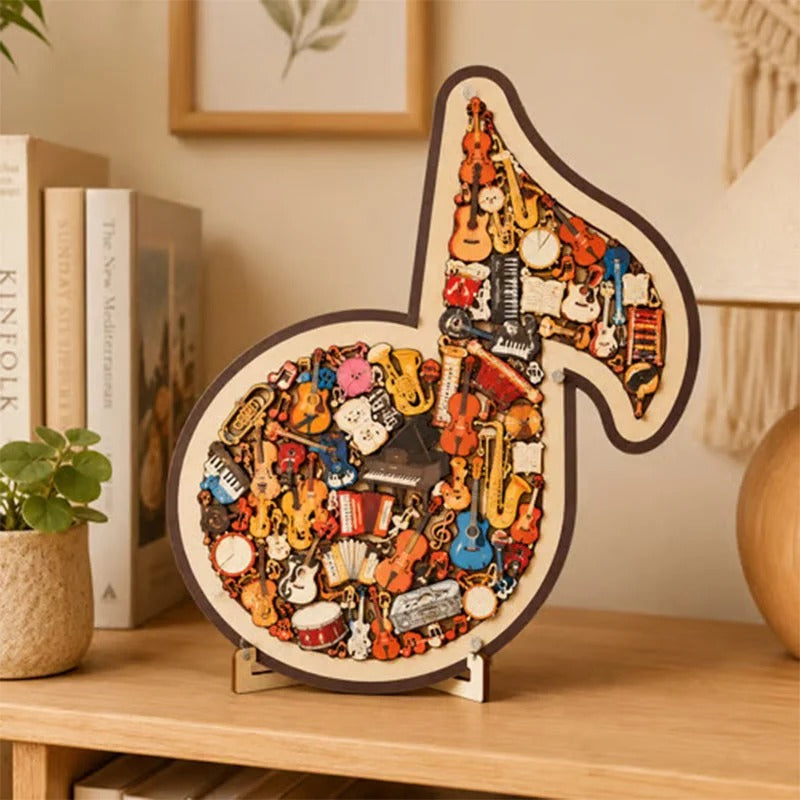 Houten muziekpuzzel voor creatief denken