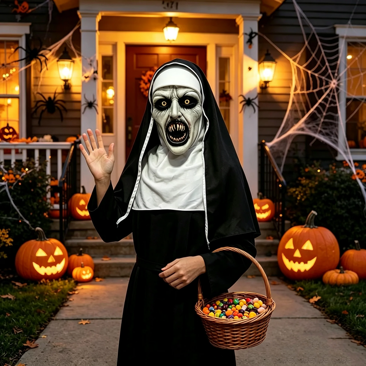 Horror nonnenmasker voor Halloween