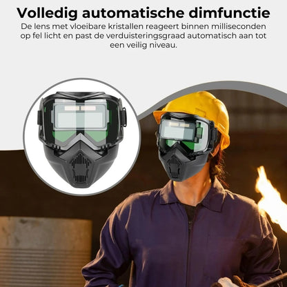 Lashelm met automatische verduistering en koolstoffilter