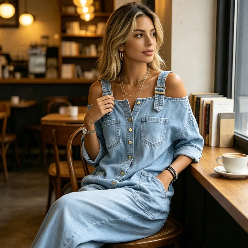 Jumpsuit met Wijde Pijpen en Steekzakken