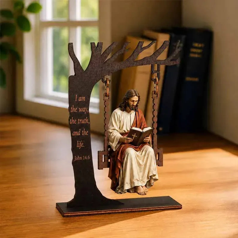 Christelijk Jezus schommelornament van hout