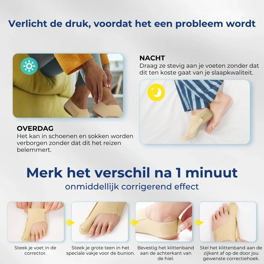 Verstelbare hallux valgus corrector voor grote teen