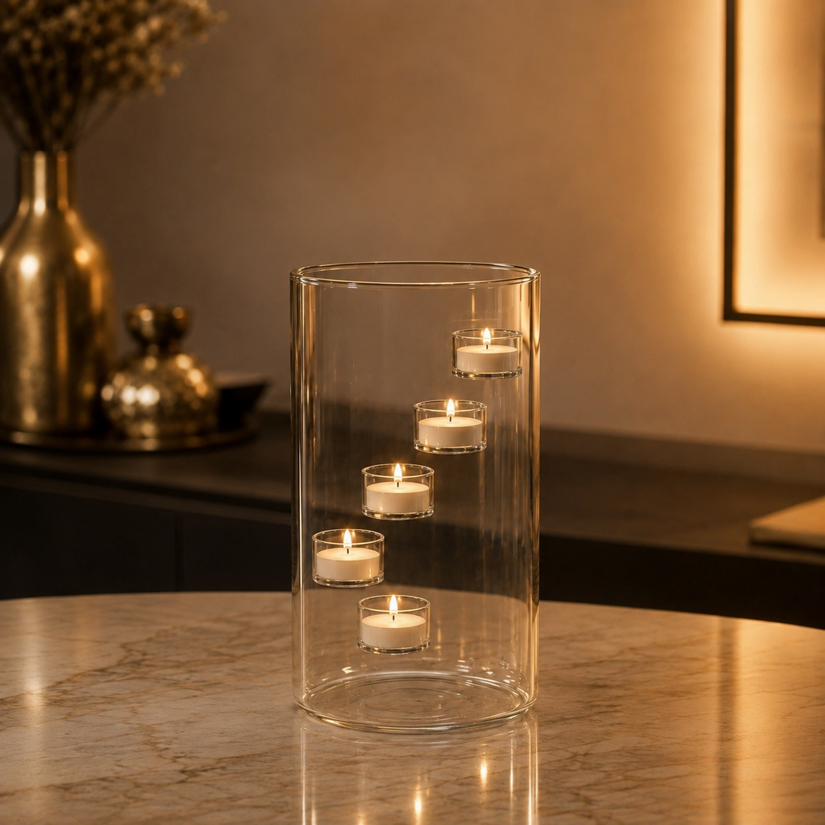 Aura Glass glazen waxinelichthouder met zwevend lichteffect