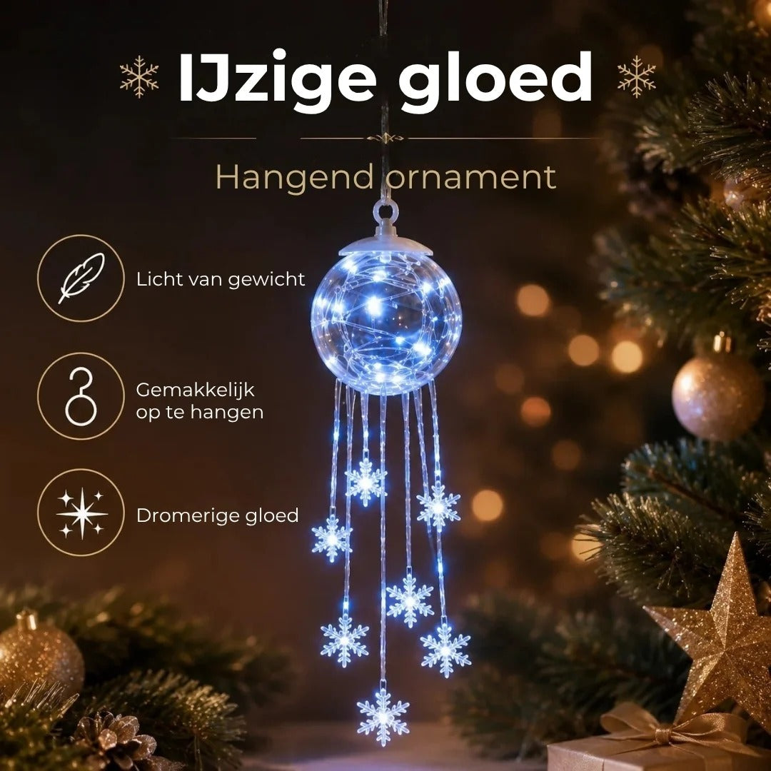 LED kerstbal met hangende sneeuwvlokken
