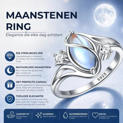 Maansteenring met mystiek ontwerp