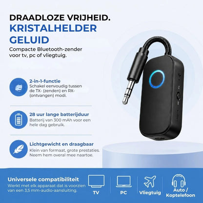 2 in 1 Bluetooth audio adapter met zender en ontvanger