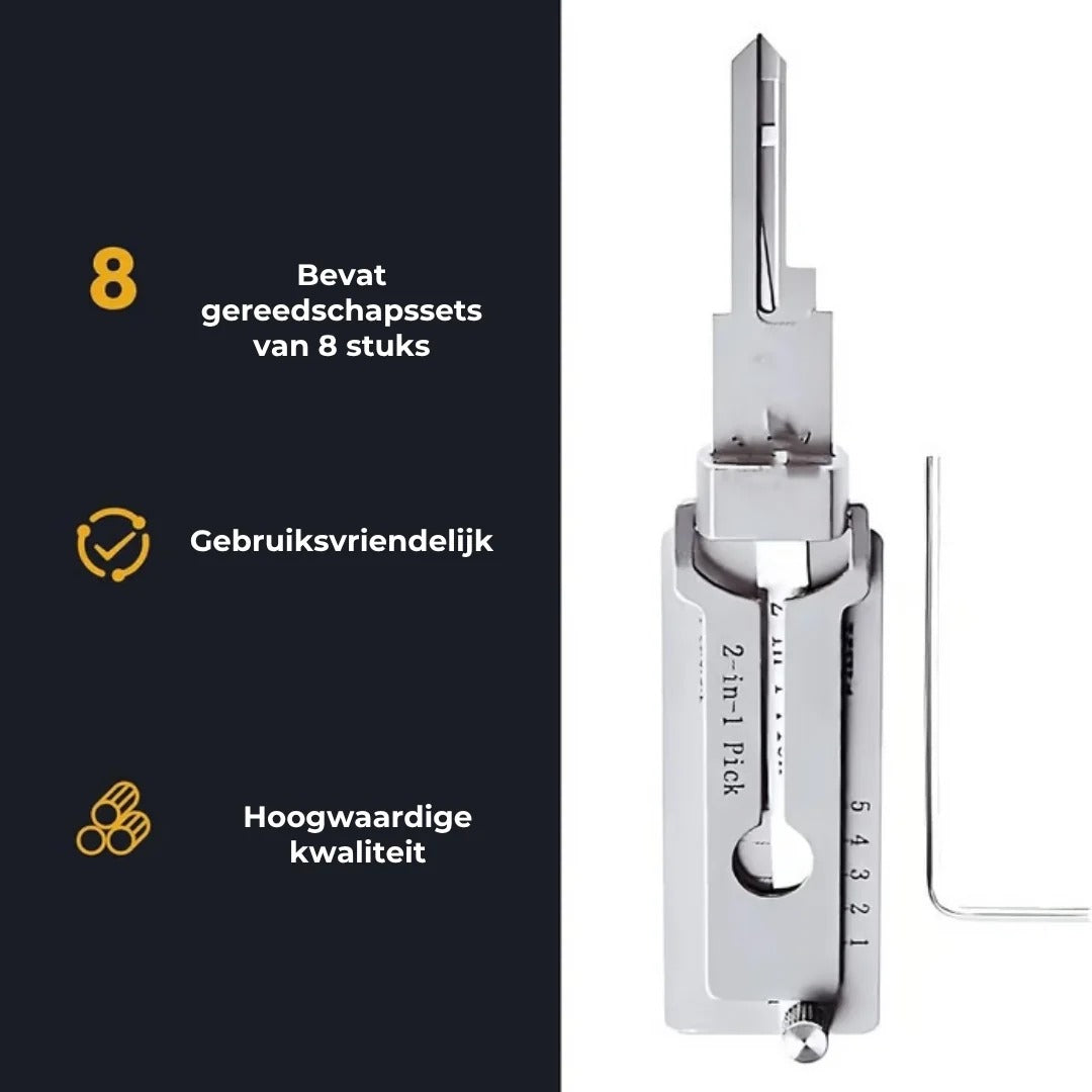 Roestvrijstalen lockpick en sleuteldecoder