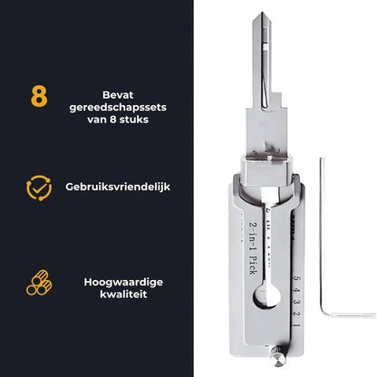 Roestvrijstalen lockpick en sleuteldecoder