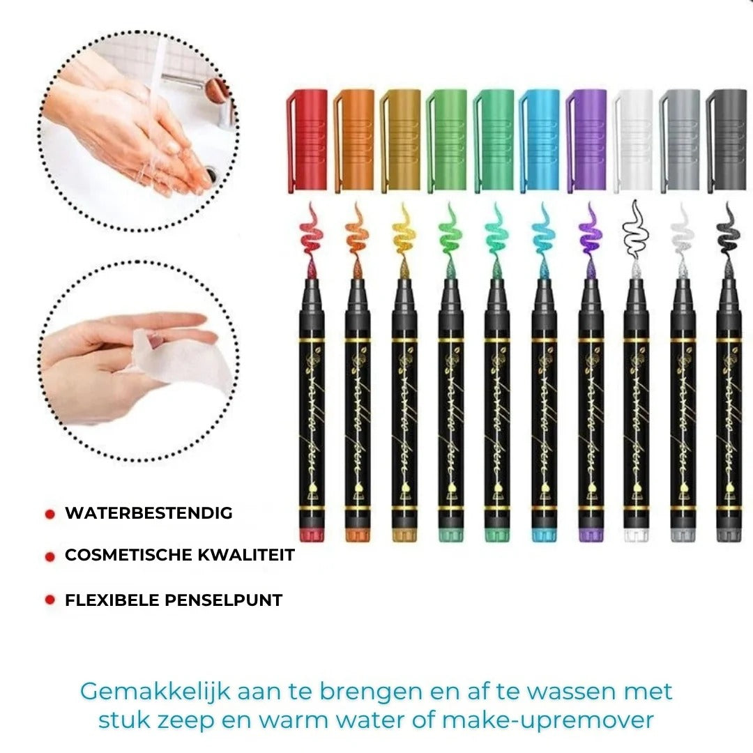 Tijdelijke tattoo pennenset met sjablonen
