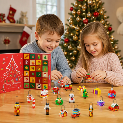 Kerst adventskalender met bouwblokken