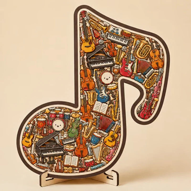 Houten muziekpuzzel voor creatief denken