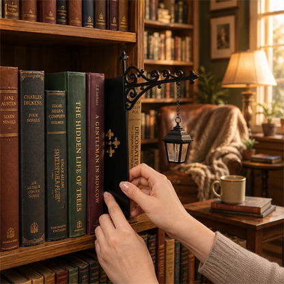 Miniatuur Retro Straatlantaarn Boekensteun met Verlichting