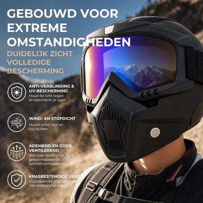 Volgelaatsmasker met krasbestendige sportbril
